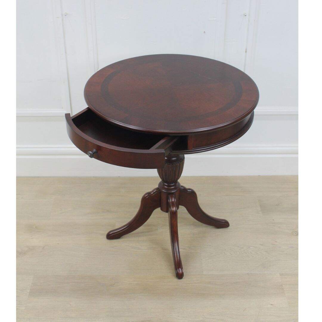 Round pedestal side table, unpainted