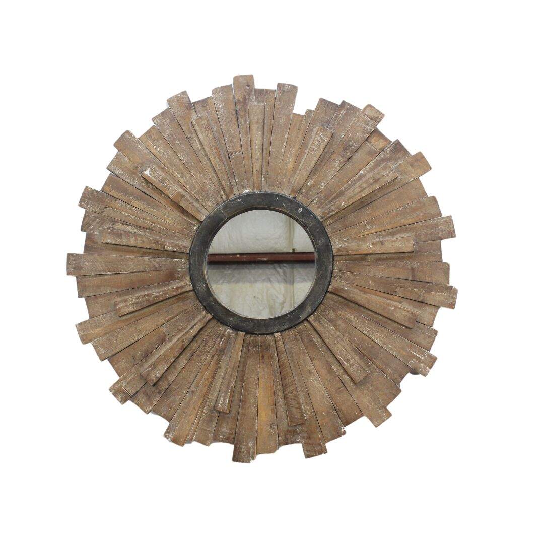 rustic wooden sunburst mirror