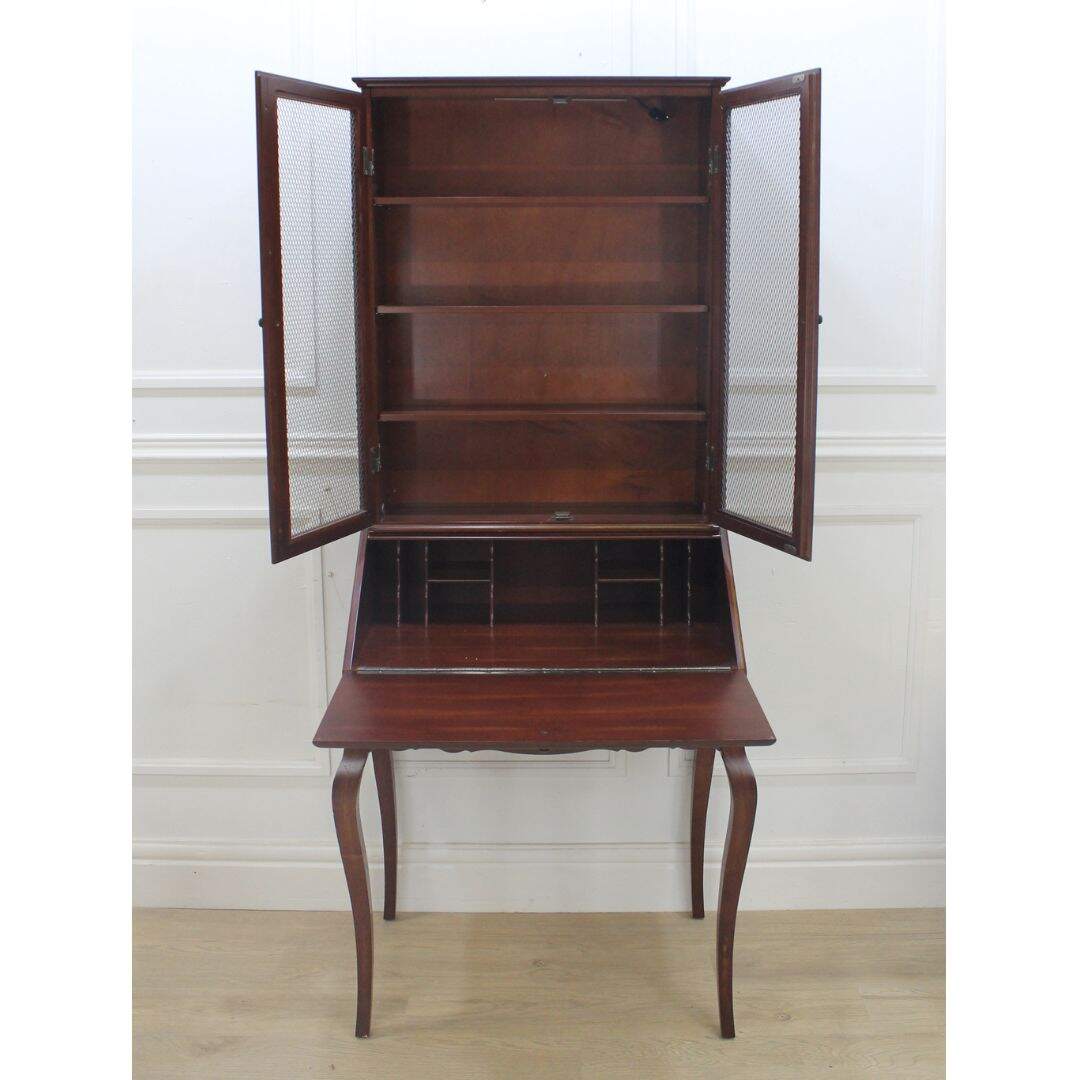 secretary cabinet with mesh doors, unpainted