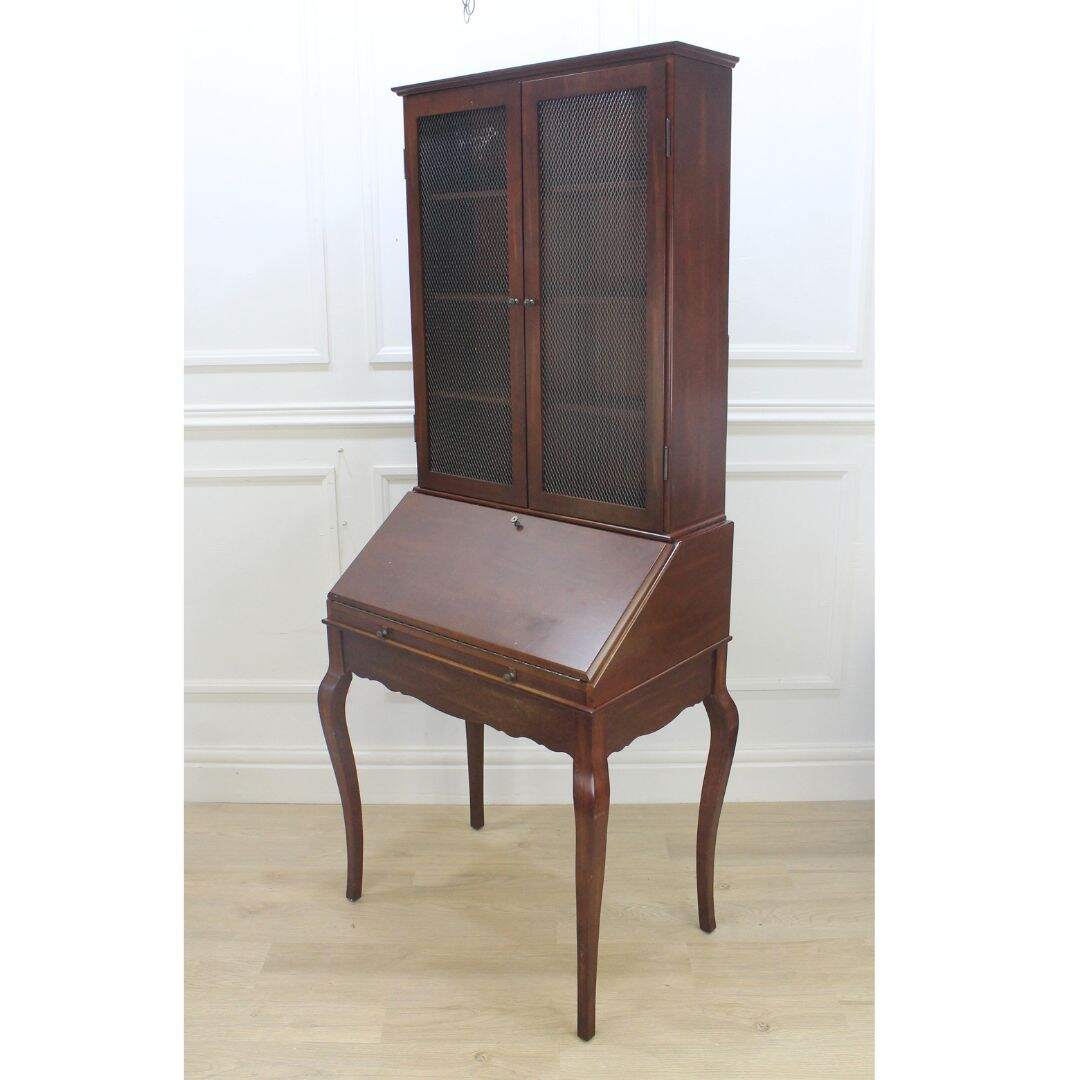secretary cabinet with mesh doors, unpainted