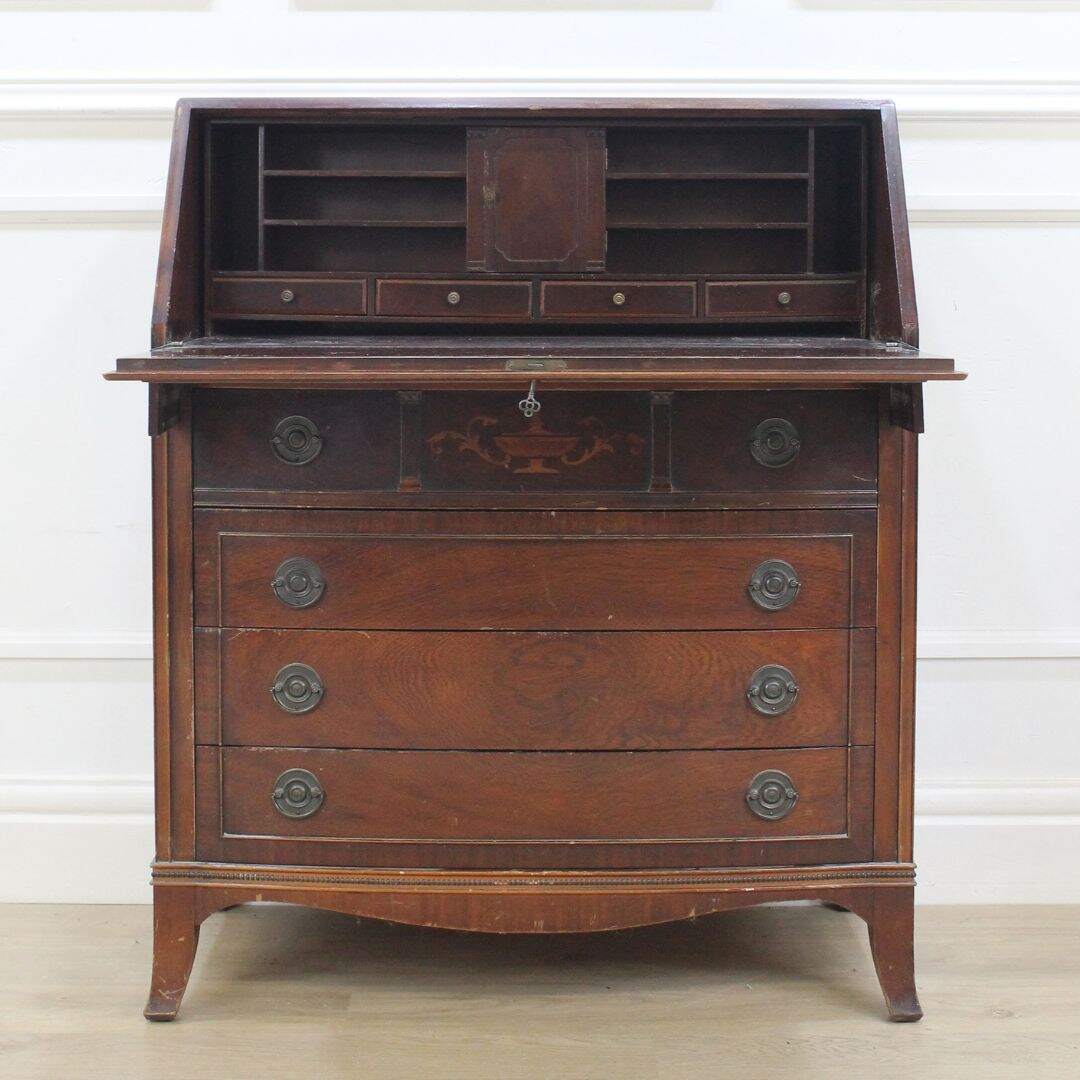 Secretary desk with inlay, unpainted