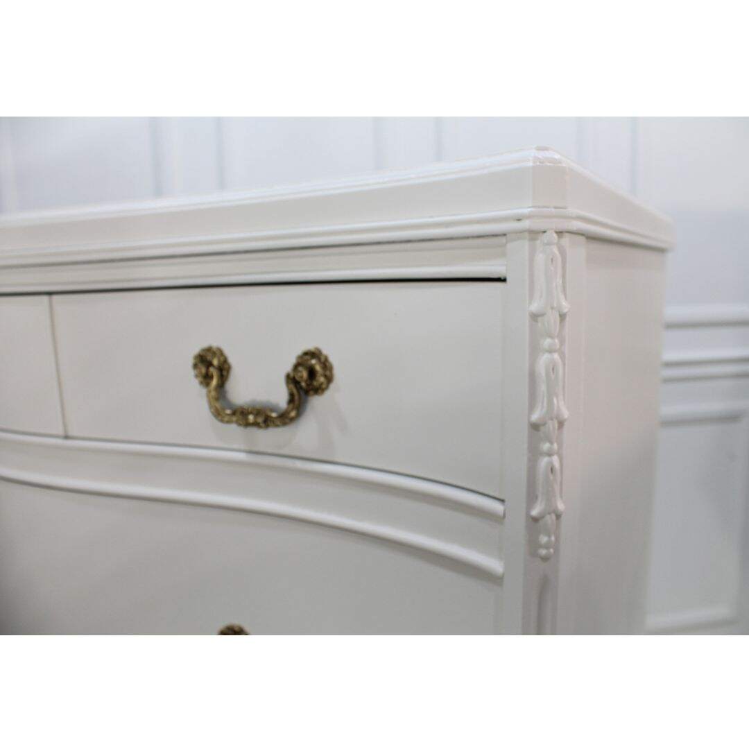 cream serpentine front highboy dresser