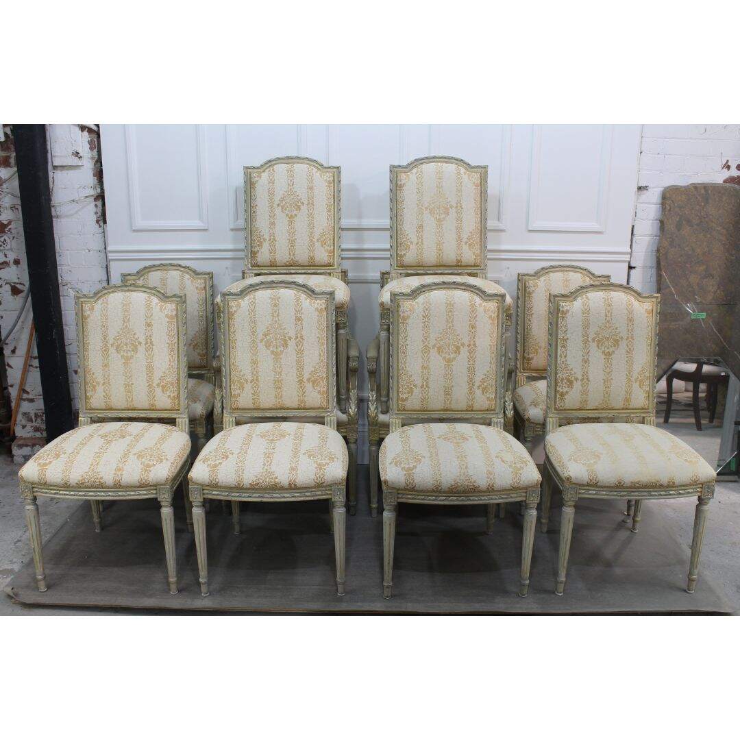 Set of 10 French style dining chairs, unfinished