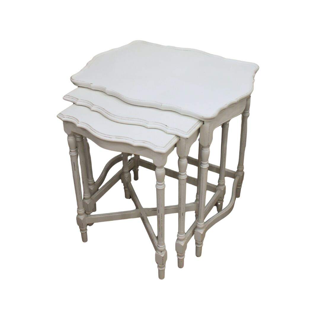 set of 3 nesting tables with fluted legs