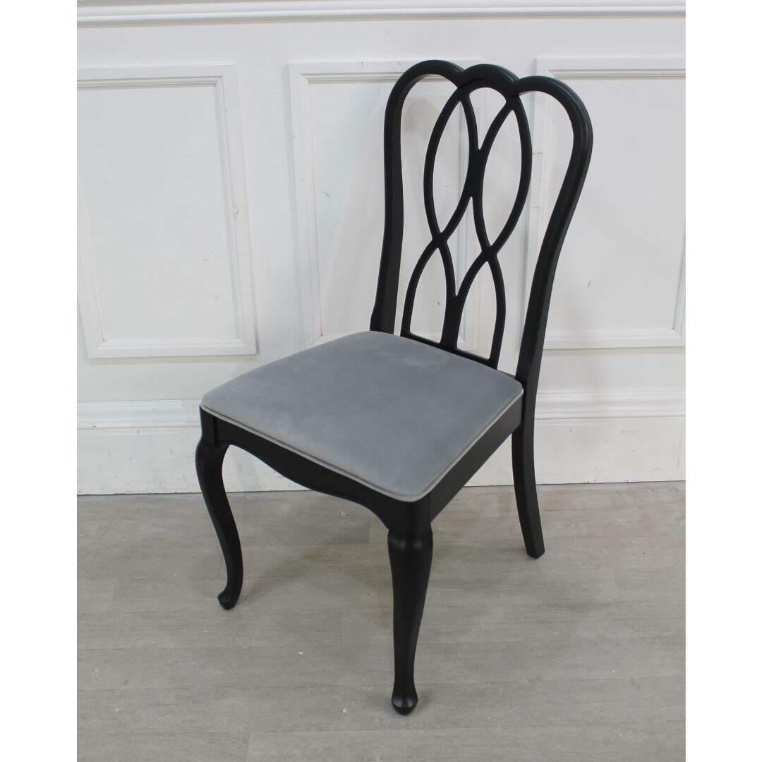 Set of 4 black French provincial dining chairs