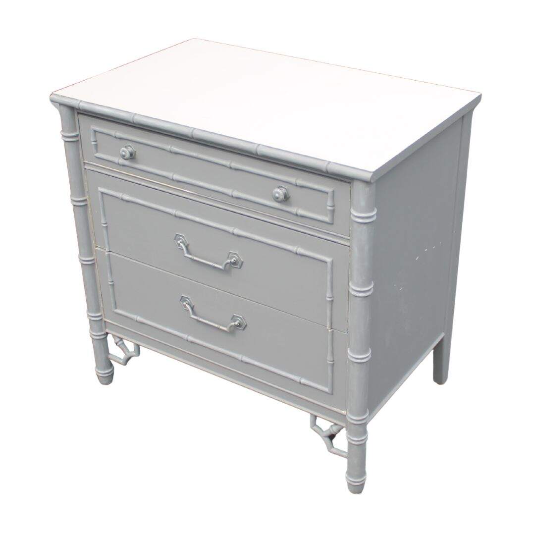 Small faux bamboo 3 drawer chest, unfinished