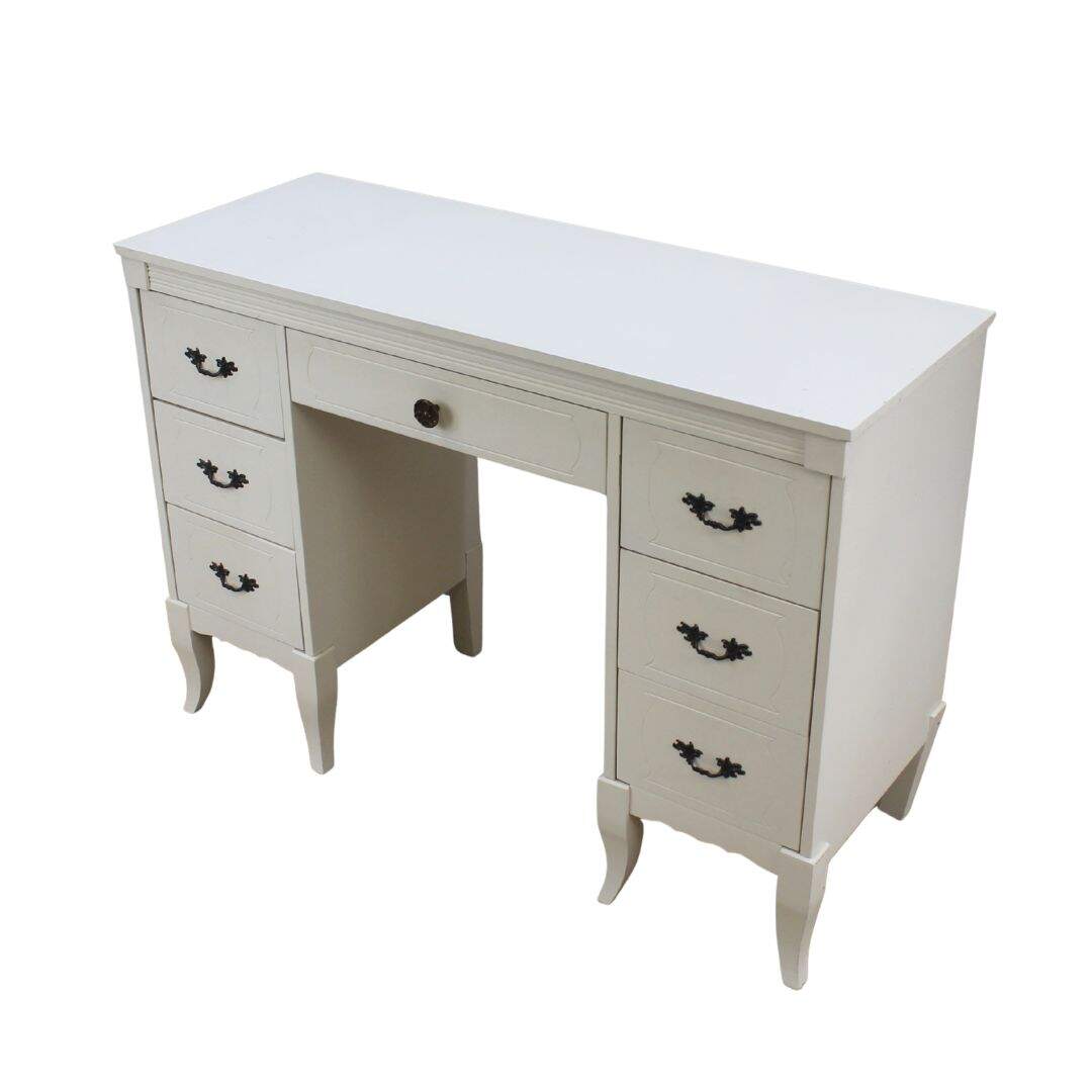 Small French provincial 7 drawer desk, unfinished