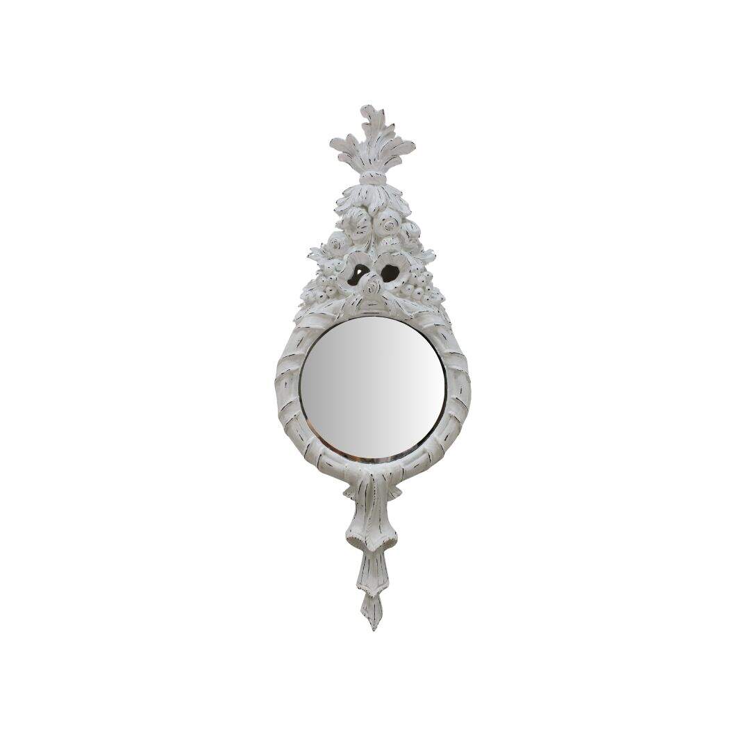 small round mirror with ornate frame