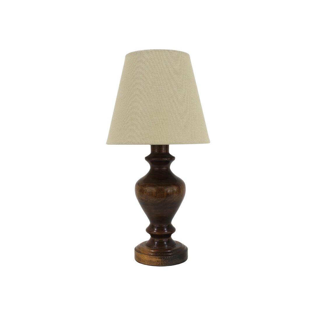 Solid wood turned base table lamp