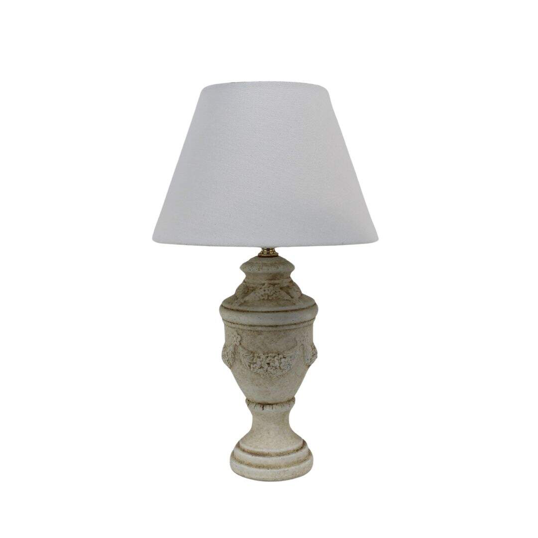 stone look urn shaped table lamp