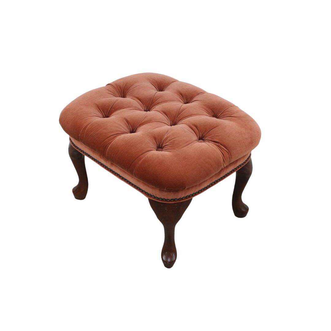 Tufted footstool with Queen Anne legs
