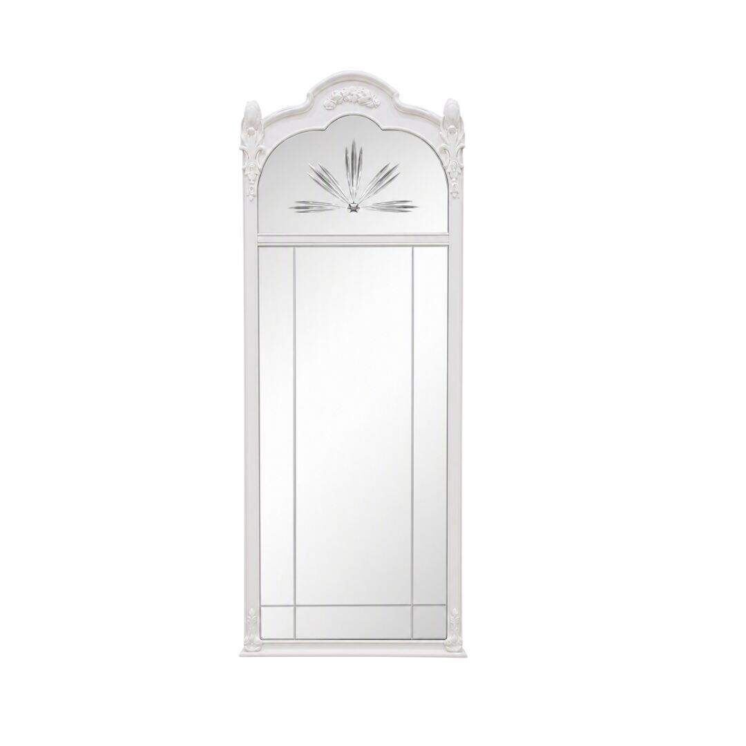 Victorian mirror, white with etched details