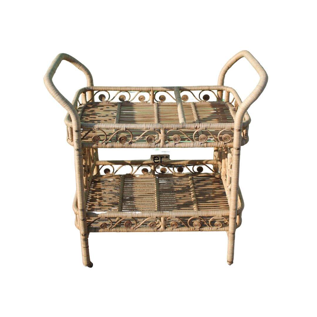 wicker bar cart
