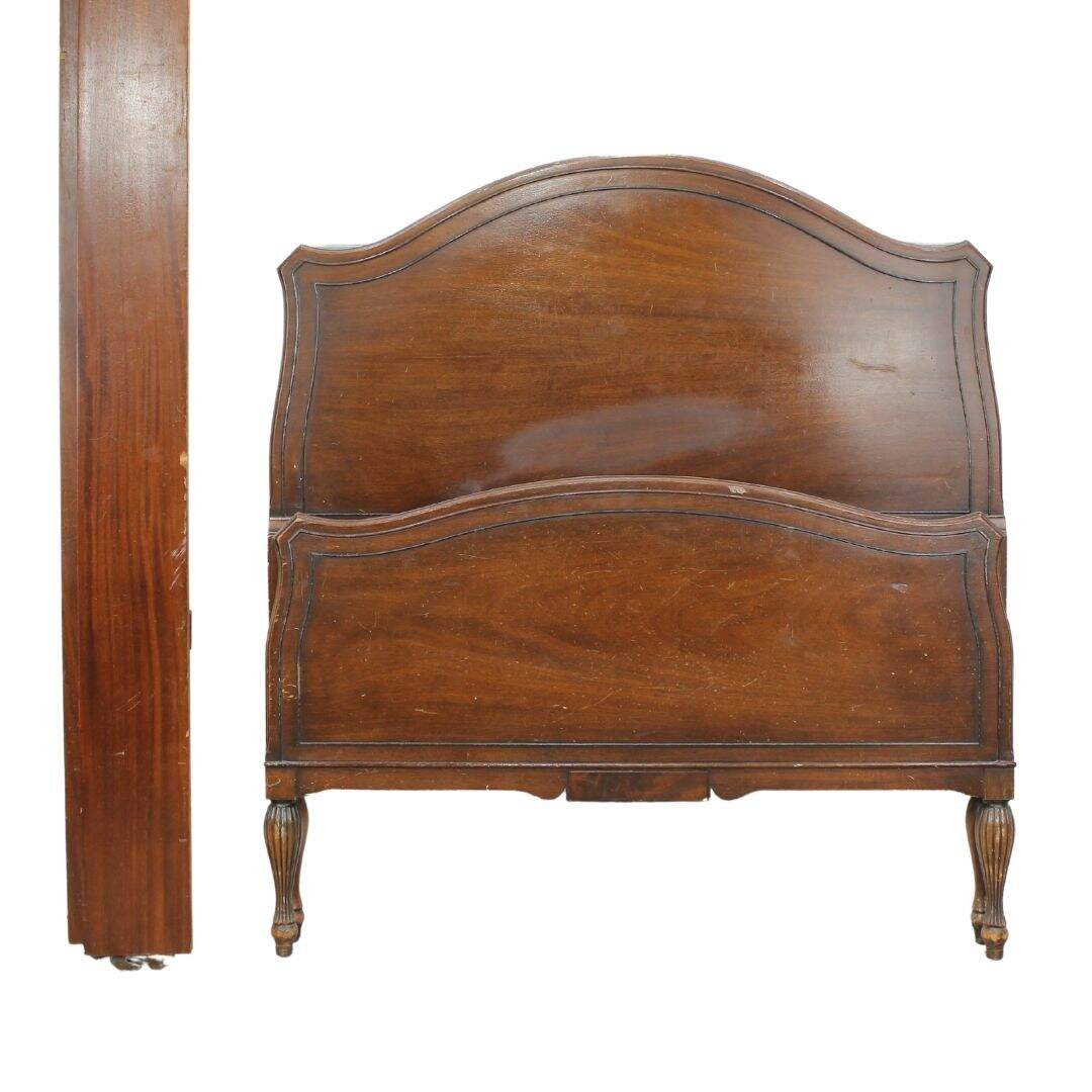 Antique mahogany single bed, unpainted