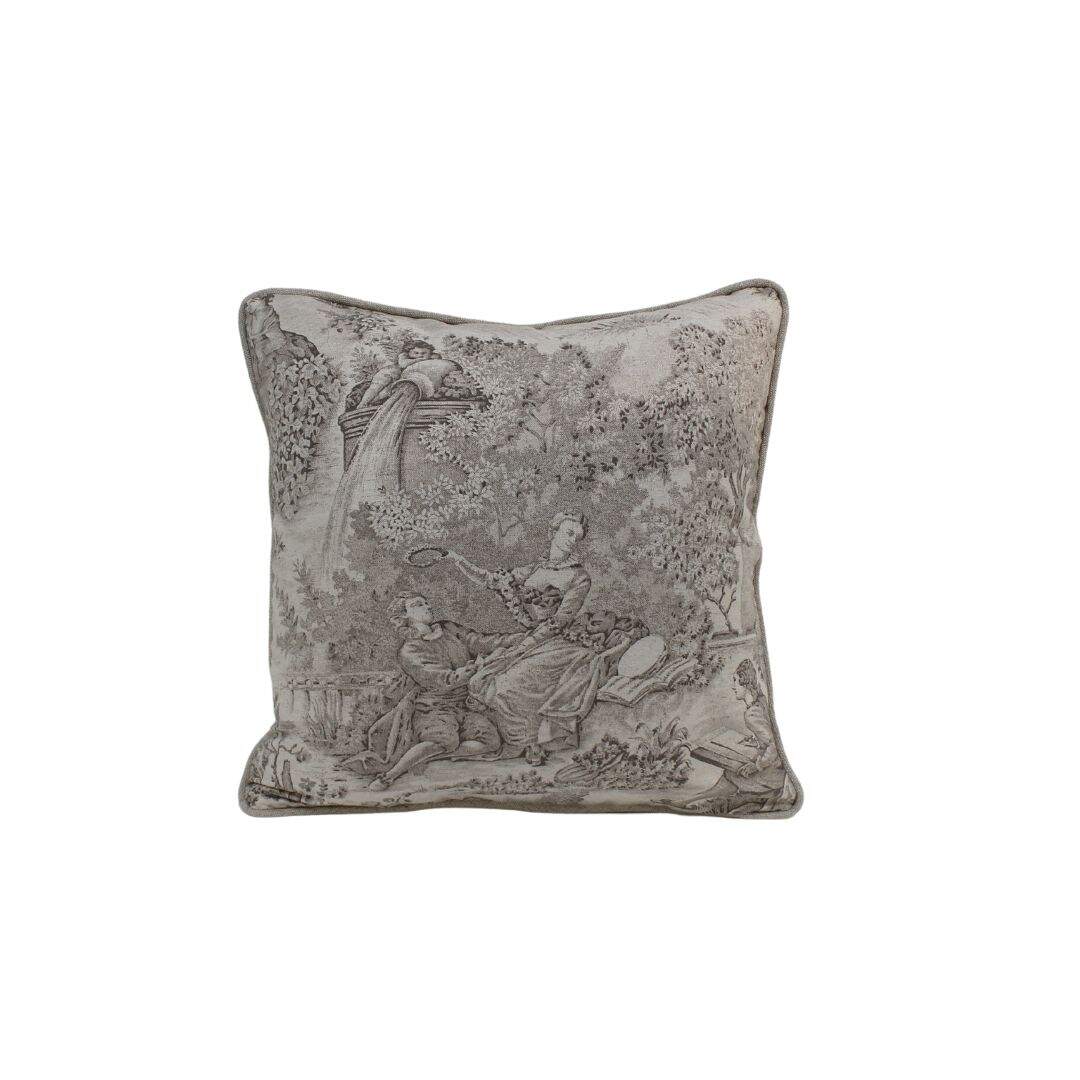 beige toile pillow
