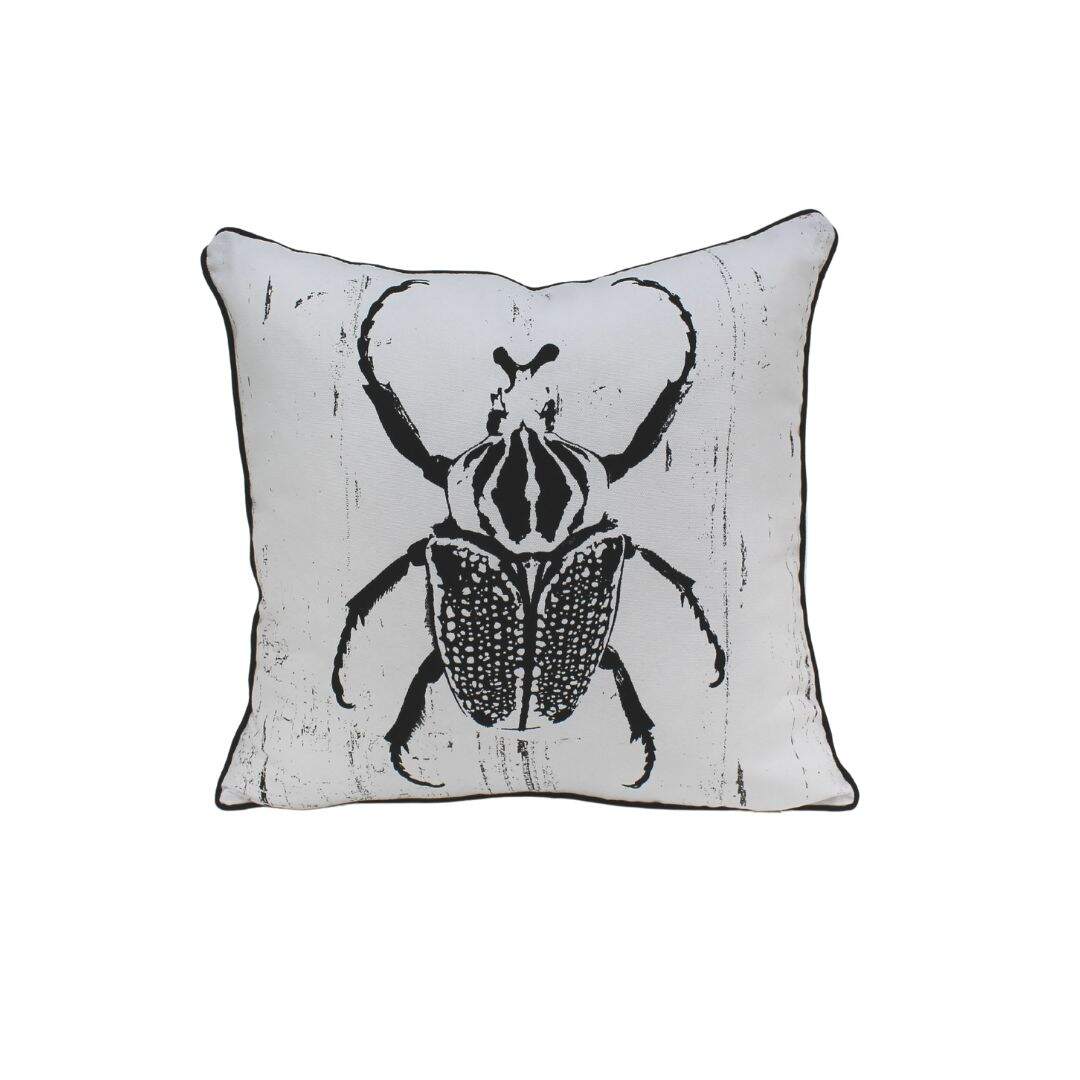 Black and white scarab pillow, speckled