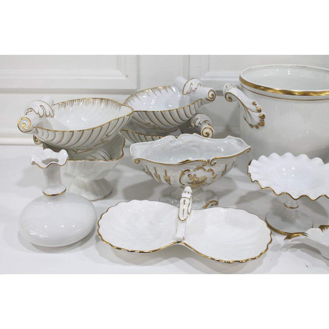 Grouping of white and gold china from Europe
