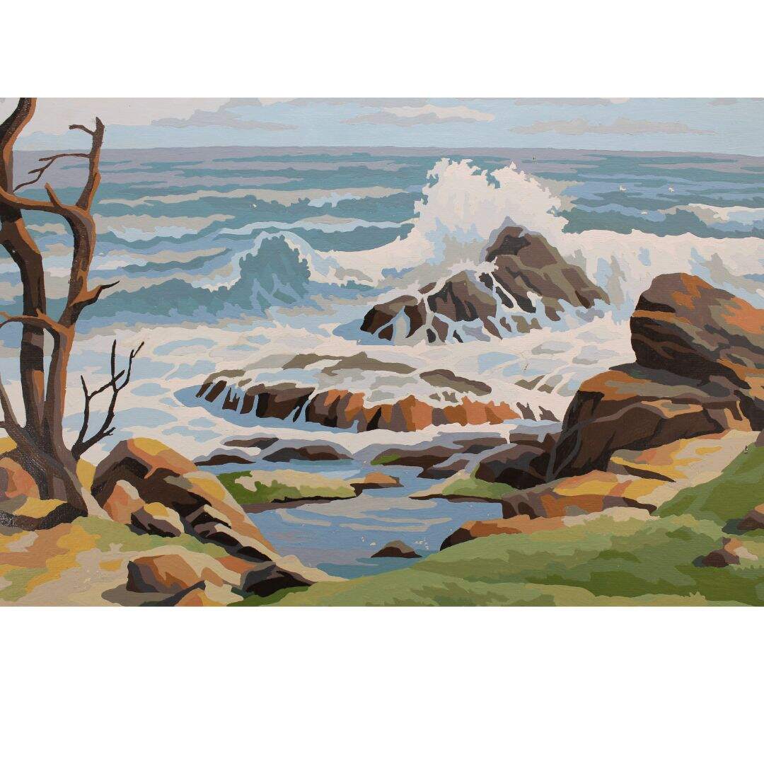 Pair of seascape paint by numbers paintings