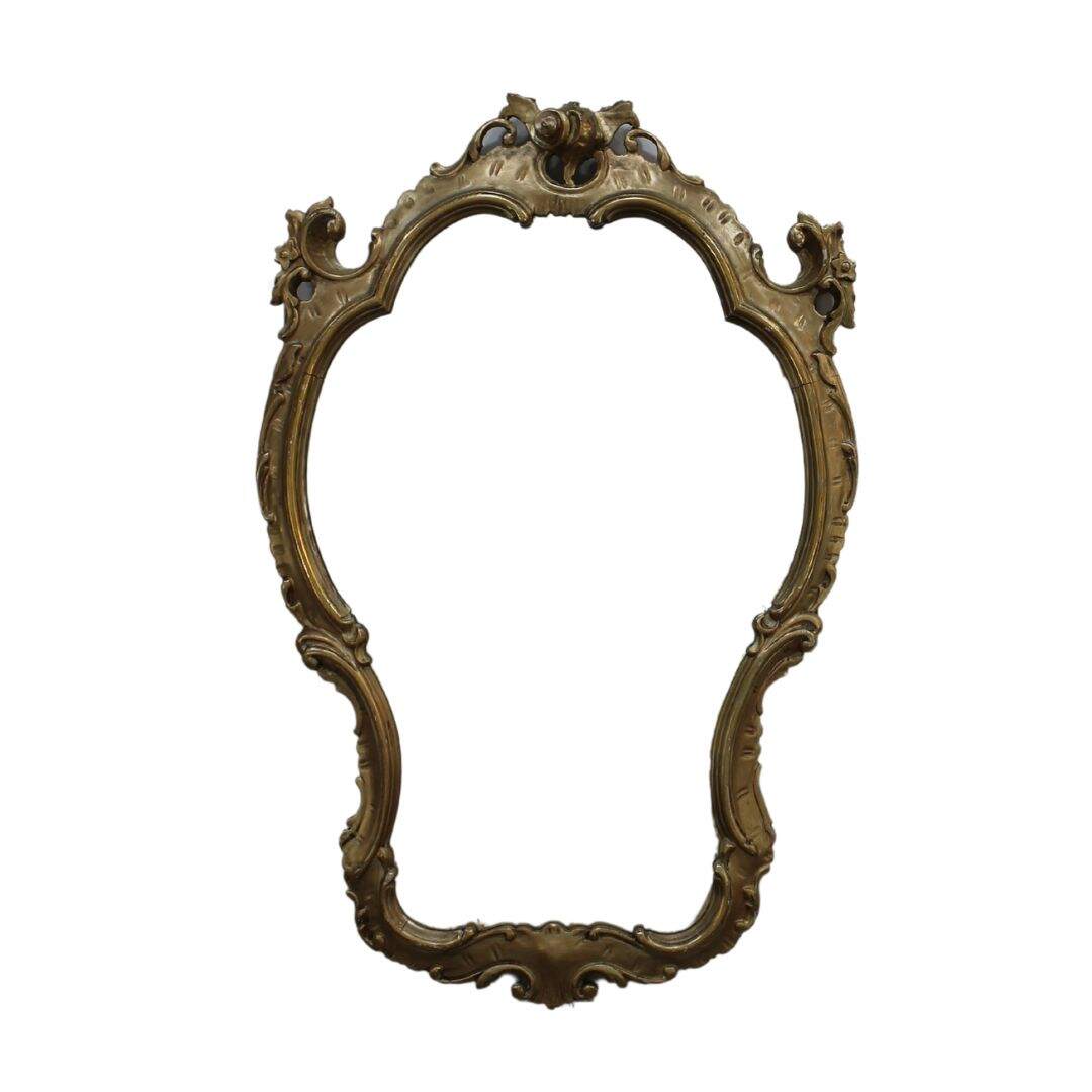 Pale gold carved wooden mirror