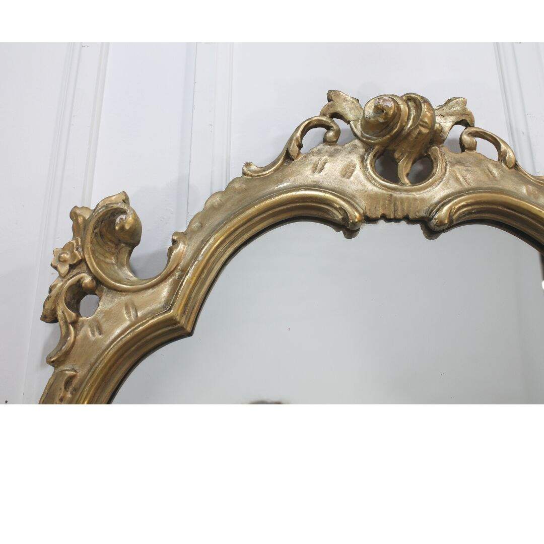 Pale gold carved wooden mirror